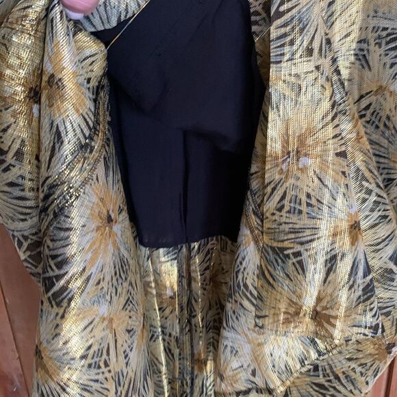 The Kooples Paris gold metallic floral print flared midi skirt - Picture 9 of 11